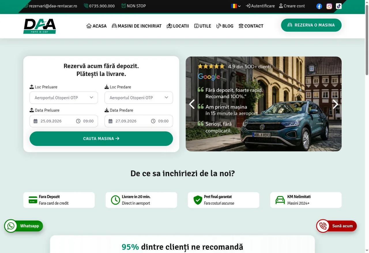 Captură desktop DAA Rent-a-Car