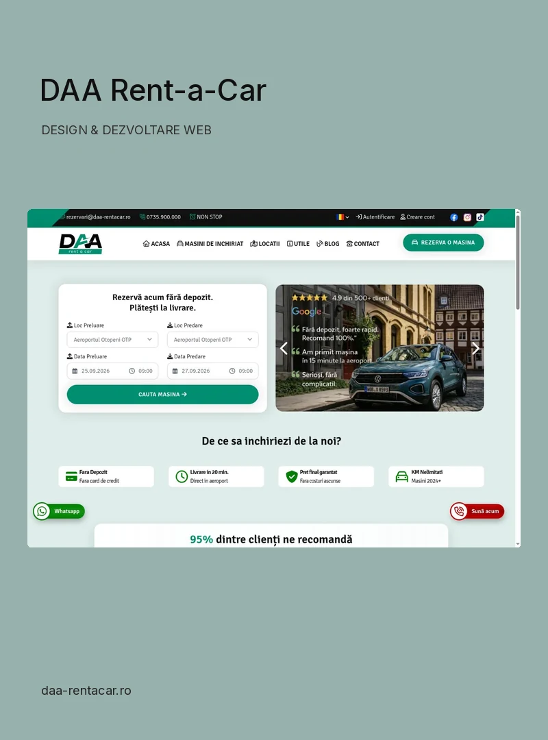 Captură a website-ului DAA Rent-a-Car