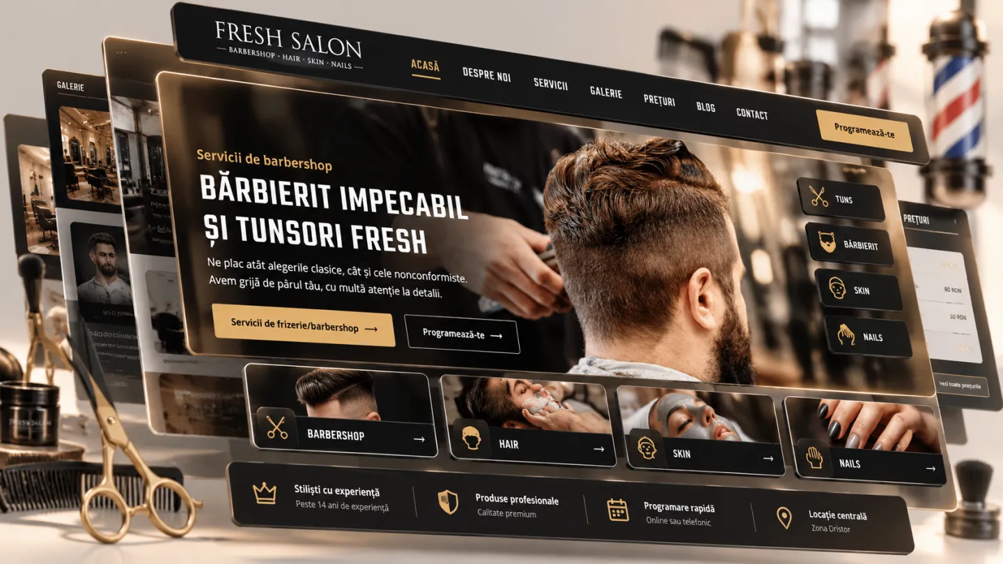Website Fresh Salon pe ecran de dispozitiv